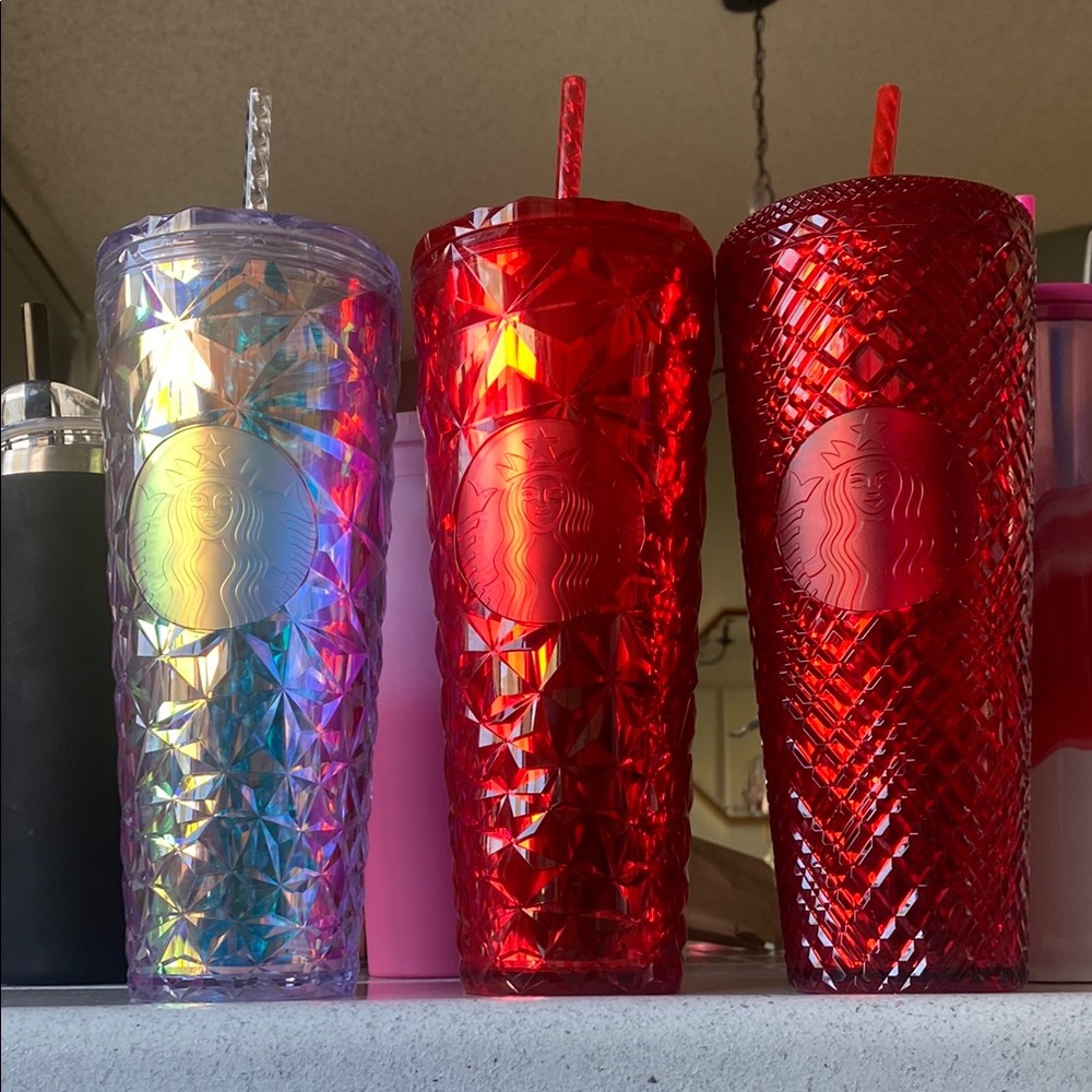 Starbucks Iridescent and Red Tumblers